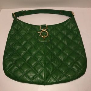 J. Crew Green Leather Quilted Hobo Bag